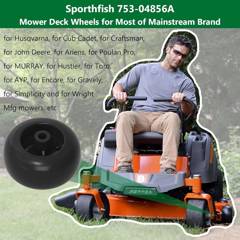 Sporthfish 753-04856A عجلات سطح جزازة العشب لجزازة العشب من كاب كاديت كرافتسمان هوسكفارنا ، عجلات قياس سطح 42" 46" 48" 50" 52" 54" ، عبوة 2 - Image 2